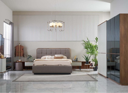 Schlafzimmer Komplette Set 5tlg Doppelbett Braun Holz Bett Bettrahmen